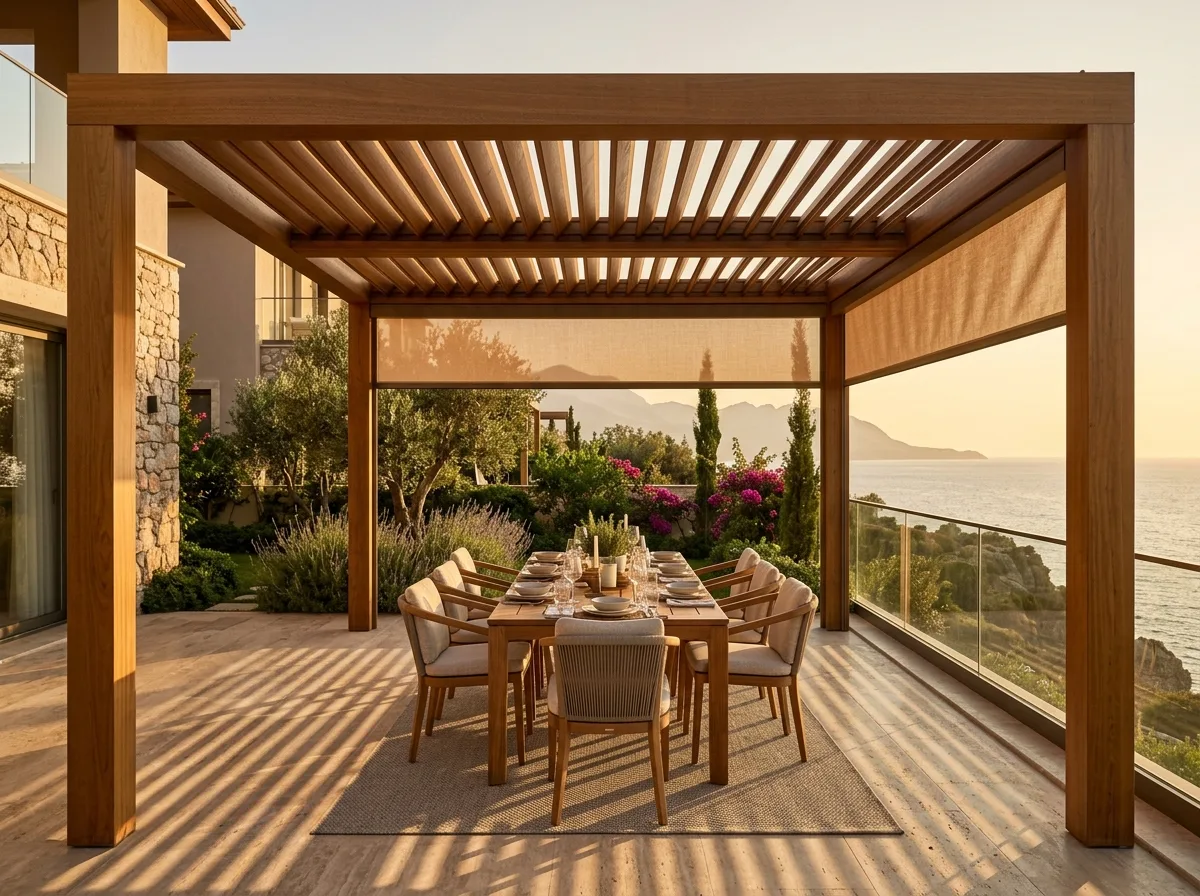 Lamine Kirişli Kolonsuz Açıklıklı Ahşap Pergola ve Gölgelik